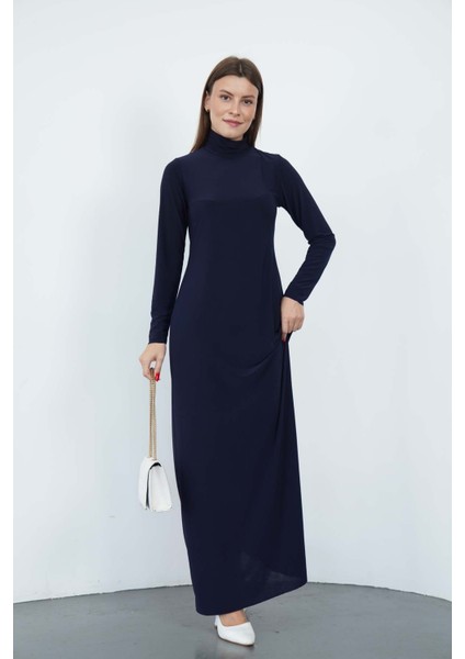 Dora Kadın Maxi Boy Balıkçı Yaka Sandy Elbise-Lacivert modelleri