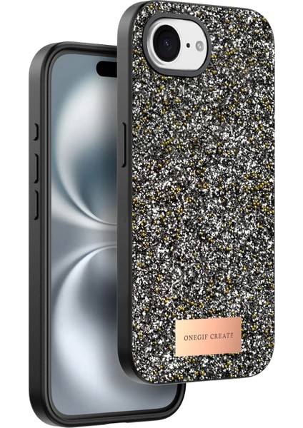 Bfs Apple iPhone 16E Bright Simli Kapak - Gümüş