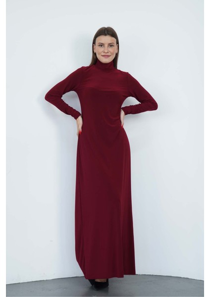 Dora Kadın Maxi Boy Balıkçı Yaka Sandy Elbise-Bordo fiyatları
