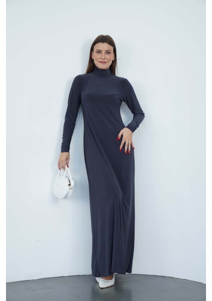 Dora Kadın Maxi Boy Balıkçı Yaka Sandy Elbise-Füme fiyatları