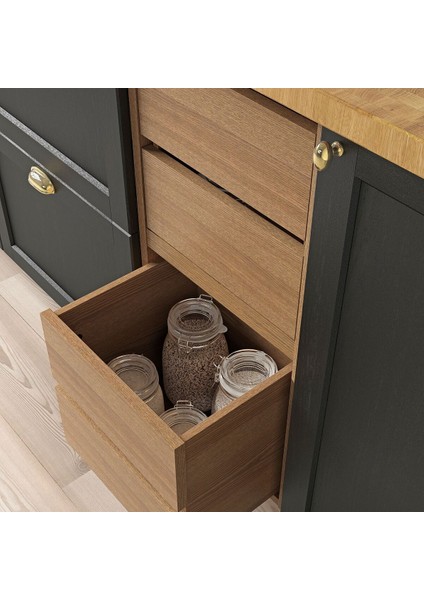 Açık Mutfak Dolabı Çekmece Ünitesi, Kahverengi-Dişbudak, 40X37X40 cm fırsatları