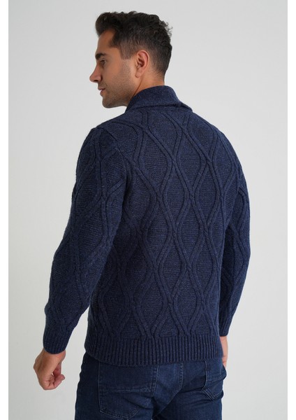 Erkek Yürütme Baklava Desen Şal Yaka Düğmeli Yün Hırka TRIST-5359 modelleri