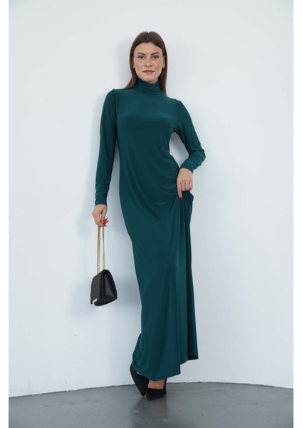 Dora Kadın Maxi Boy Balıkçı Yaka Sandy Elbise-Zümrüt Yeşil fiyatları