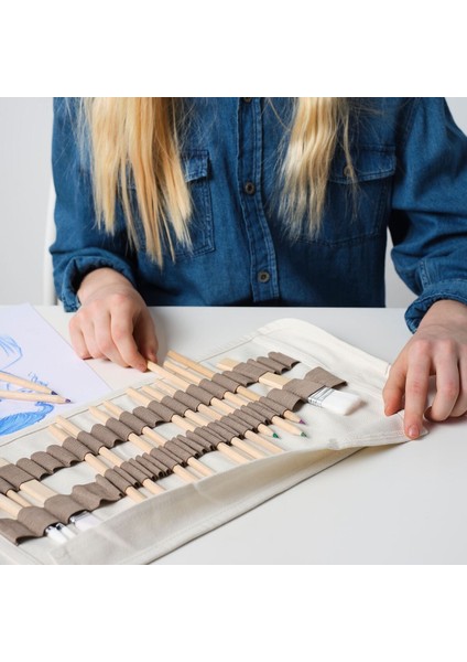 Katlanır Kalem Kutusu, Bej, 46X21 cm modelleri