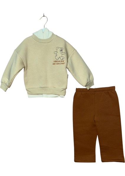 Çocuk Ayıcık Desenli Kapüşonlu Eşofman Takımı fiyatları