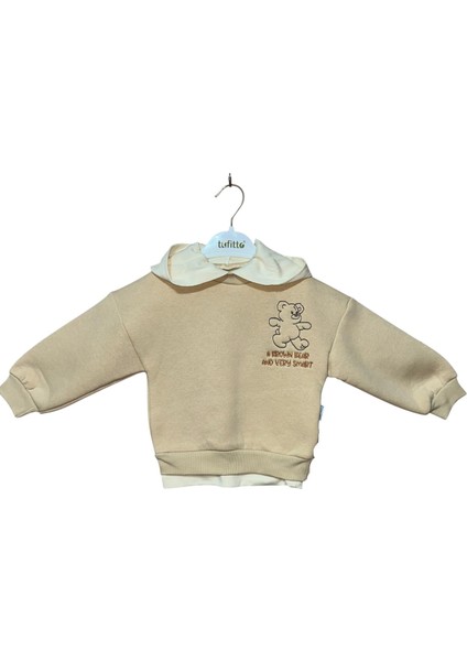 Çocuk Ayıcık Desenli Kapüşonlu Eşofman Takımı modelleri