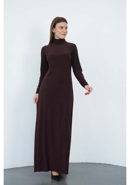 Dora Kadın Maxi Boy Balıkçı Yaka Sandy Elbise-Kahverengi fiyatları