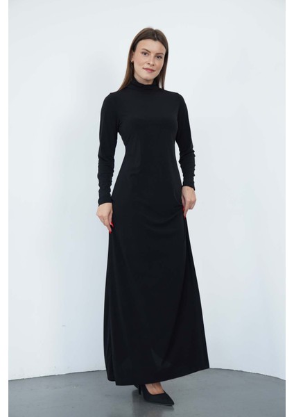Dora Kadın Maxi Boy Balıkçı Yaka Sandy Elbise-Siyah fiyatları