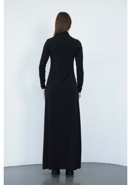 Dora Kadın Maxi Boy Balıkçı Yaka Sandy Elbise-Siyah fırsatları