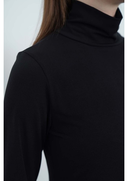 Dora Kadın Maxi Boy Balıkçı Yaka Sandy Elbise-Siyah indirimleri