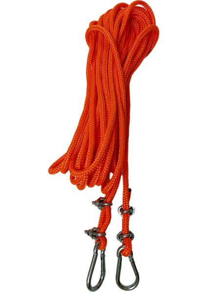 Karabinalı 10 mt 6 mm Turuncu Renk Polyester Içi Dolgulu Dağcılık Kamp Gemici Hamak Iskota Ipi