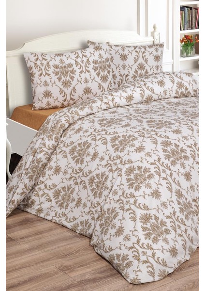 Mary Çift Kişilik Lastikli Çarşaflı Nevresim Takımı Bej