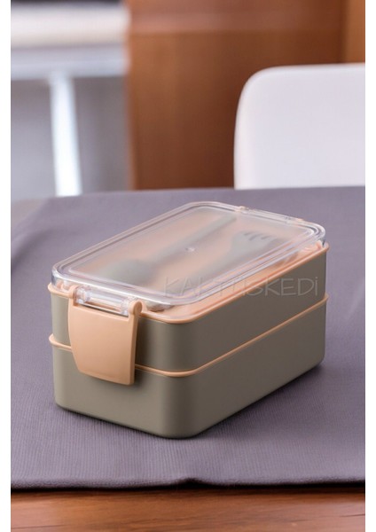 Bento 2 Katlı Yemek Kabı Gri 900 ml 7172441