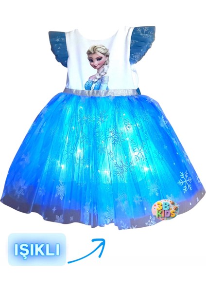 Elsa Işıklı Elbise Kostüm Elsa Peruk Mavi Bubble Saç Elsa Babet Doğum Günü Parti Seti fiyatları