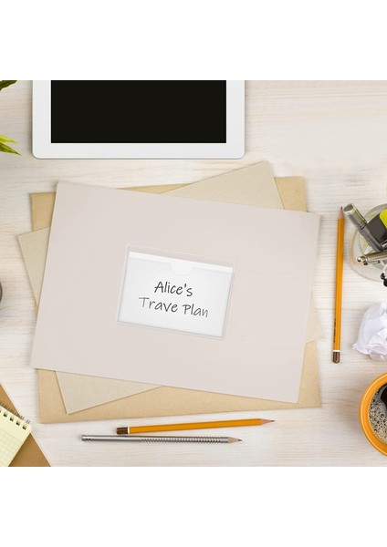 300 Paket 3 5 x 4 7 Inç Kendi Kendinden Yapışkan Etiket Tutucu Kart Cepleri Etiket Tutucu Temiz Plastik Kütüphane Kart Tutucu (Yurt Dışından) fırsatları