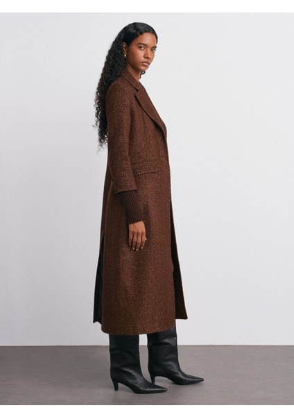 65478 Triko Detaylı Kaban-Kahve modelleri