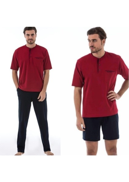 Erkek Penye 3' Lü Kutulu Pijama Şortlu Takım