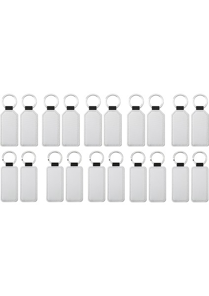 20 Pack Süblimasyon Boşlukları Anahtarlık Pu Deri Deri Anahtarlı Isı Transferi Anahtarlama Çift Taraflı Süblimasyon Boş (Yurt Dışından)