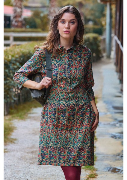 Gömlek Yaka Düğme Detaylı Kışlık Elbise fiyatları