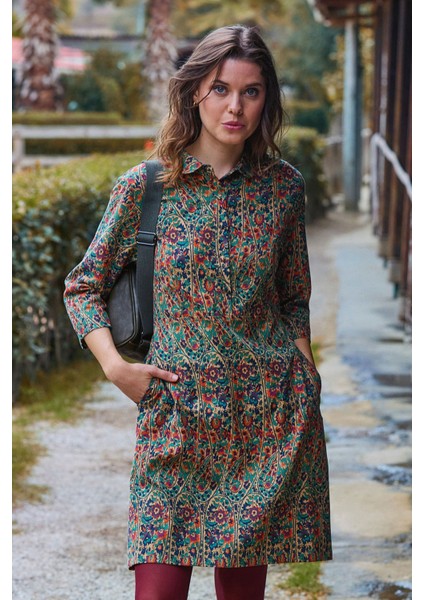 Gömlek Yaka Düğme Detaylı Kışlık Elbise modelleri