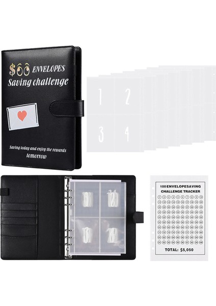 100 Zarf A5 Para Tasarruf Bütçe Bağlayıcı Nakit Zarflarla -Kalentik Kitap 5 050 Sevgililer Günü Siyahı Tasarruf Etmek (Yurt Dışından) indirimleri