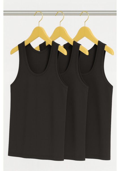 Erkek Likralı Bambu Siyah 3'lü Atlet Qİ2K7L1K9K.3L