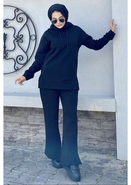 3 Iplik Şardonlu Tesettür Sweatshirt Takım – Rahat Üst ve Bel Lastikli Pantolon fiyatları