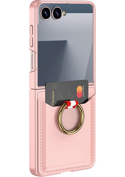 Samsung Galaxy Z Flip 7 Kılıf Luxring Wallet Rose Gold