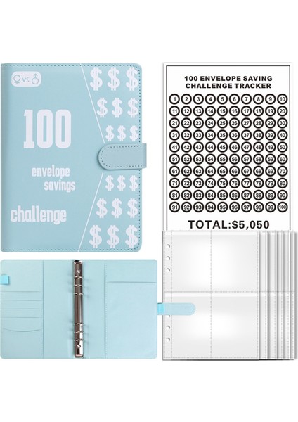 100 Zarf Mücadelesi Binder Nakit Zarflarla A5 Tasarruf Bağlayıcı Mavi Planlama ve Tasarruf Için Bütçe Bağlayıcı (Yurt Dışından)