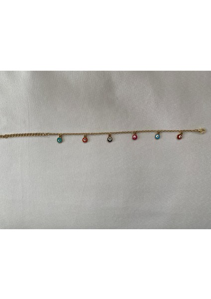 Renkli Nazar Boncuklu Halhal Altın Renk Model 3 fiyatları