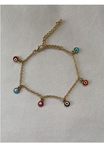 Renkli Nazar Boncuklu Halhal Altın Renk Model 3 modelleri