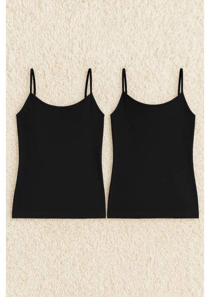 Kadın Pamuklu Likralı Pedli Ip Askılı Penye 2'li Atlet Q6K3K4T9KA