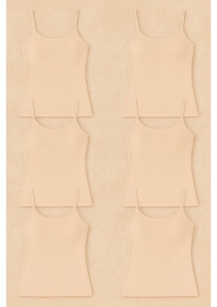 Kadın Pamuklu Likralı Raporlu Ribana Ip Askılı Penye 6'lı Atlet Q6K4K2T0KA