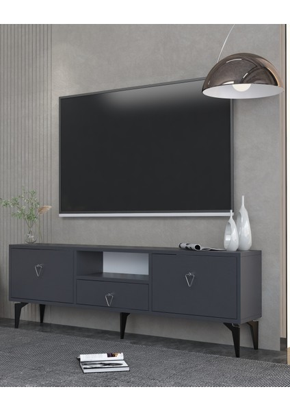 1302DROPCT-1 Tv Sehpası Antrasit-Gümüş Kulp fiyatları