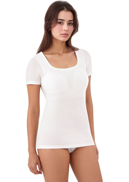 Kadın Modal Pamuklu Likralı Kısa Kol Kaplı 2'li Sütyen T-Shirt Q6K6K5T4KA fiyatları