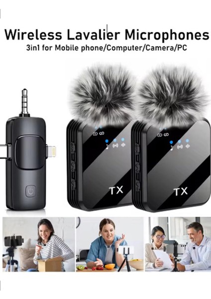 Bfs Yüksek Kalite Profesyonel 3 In 1 Kablosuz Taşınabilir Yaka Mikrofonu Tüylü modelleri