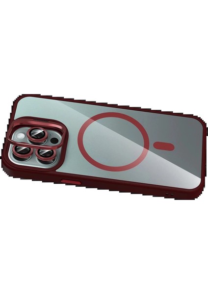 Bfs Apple iPhone 15 Pro Max Remim Lensli Magsafe Standlı Kapak - Bordo fırsatları