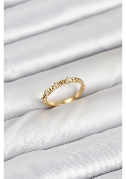 Bfs Pirinç Gold Renk Lazer Kesim Kadın Yüzük