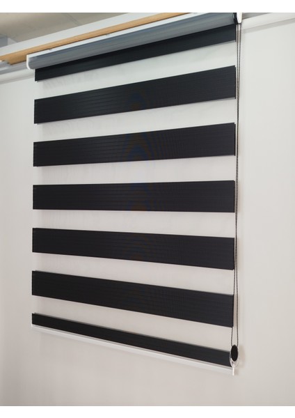 Geniş Pileli Siyah Zebra Perde - Ev Ofis Perdesi fiyatları