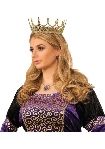 Taşlı Rönesans Kostümlü Kraliyet Ortaçağ Altın Kraliçe Prenses Tacı fiyatları