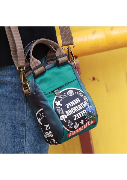 Yeni Üst Düzey Çok Katmanlı Çapraz Çanta Tek Omuz Oxford Kumaş Yeni Rahat Cep Telefonu Baskılı Çanta Zarif Edebi Tarz Küçük Kare Çanta (Yurt Dışından)