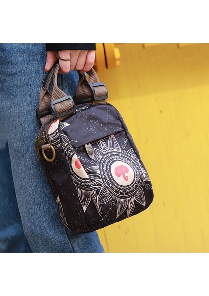 Yeni Üst Düzey Çok Katmanlı Çapraz Çanta Tek Omuz Oxford Kumaş Yeni Rahat Cep Telefonu Baskılı Çanta Zarif Edebi Tarz Küçük Kare Çanta (Yurt Dışından)