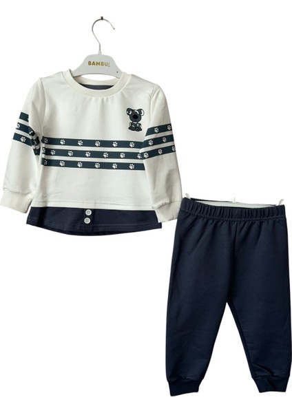 Erkek Bebek Hayvan Figürlü Düğme Detaylı Pamuklu 2'li Alt Üst Takım fiyatları