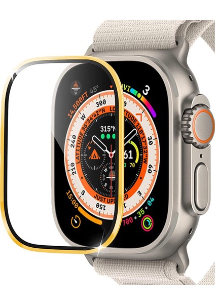 Apple Watch Ultra 3 Tam Kaplayan Cam Ekran Koruyucu V2 Gold