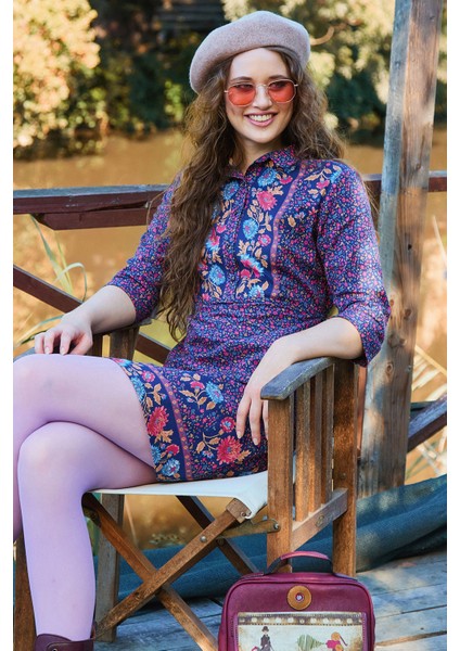 Gömlek Yaka Düğme Detaylı Kışlık Elbise