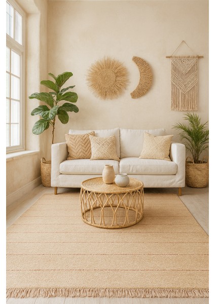 Jüt Kilim Nefes -Çizgi Bordo