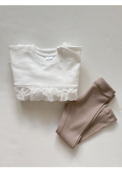 Fisto Detaylı Fırfırlı Sweatshirt & Tayt Takımı Kız Çocuk 2-7 Yaş fiyatları
