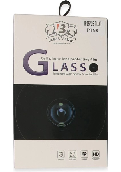 Bfs iPhone 15 Bilvis Titan Kamera Lens - Pembe modelleri