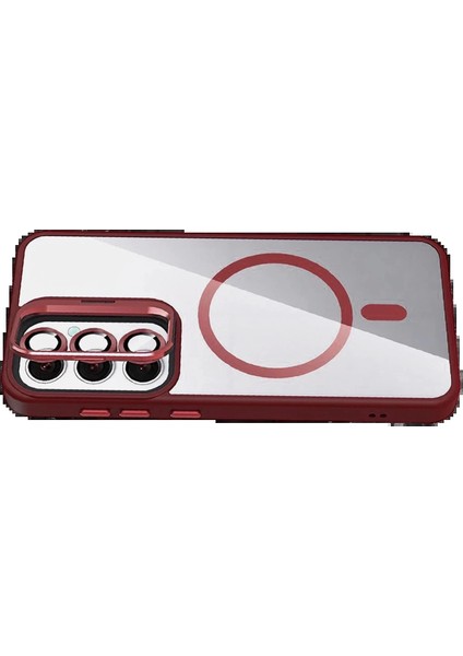 Bfs Samsung Galaxy S24 Fe Remim Lensli Magsafe Standlı Kapak - Bordo modelleri