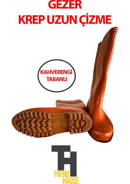 Gezer Krep Uzun Çizme Kahverengi Tabanlı